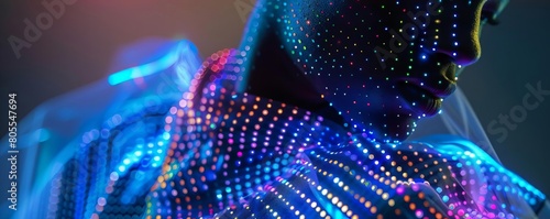 Visualize a wearable fabric embedded with nanosensors, monitoring the wearer s physical and physiological parameters photo