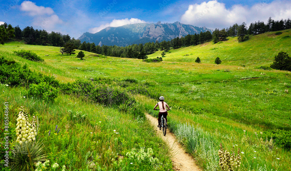 Mountain biker on Springbrook Trail, Boulder, Colorado