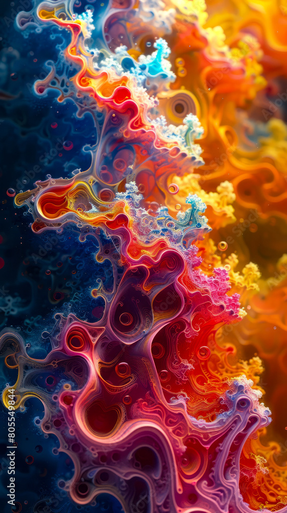 A colorful abstract painting with a lot of swirls and dots