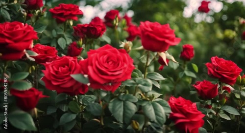 Red roses bloom in the garden photo