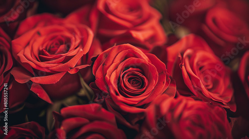 close up of red rose boquet. for valentines day holiday. romantic love wallpaper background