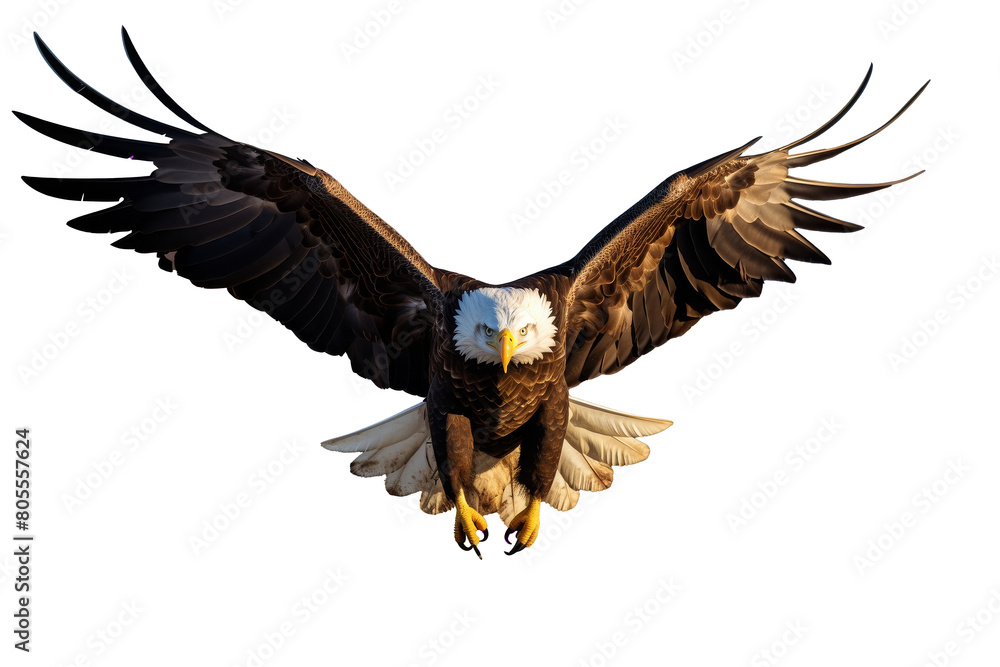Fototapeta premium Bald Eagle in Flight on Transparent Background
