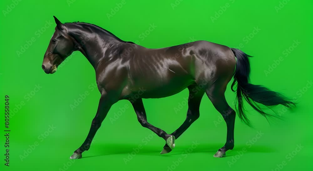Horse animation isolated on green screen. studio photo, clean background, 4k Horse animation isolated on green screen. studio photo, clean background, 4k