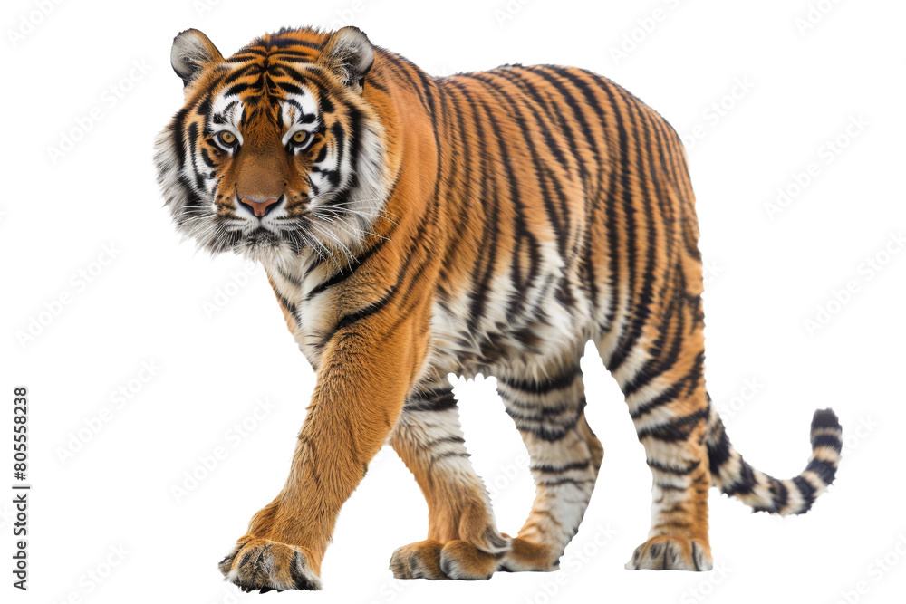 Dynamic Tiger in Action Isolated on Transparent
