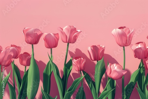 Beautiful pink tulips on a soft pink background. Perfect for spring and floral designs