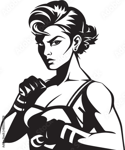 Champion Chick Vector Art of a Woman Boxer Glove Goddess Female Boxer Vector Illustration