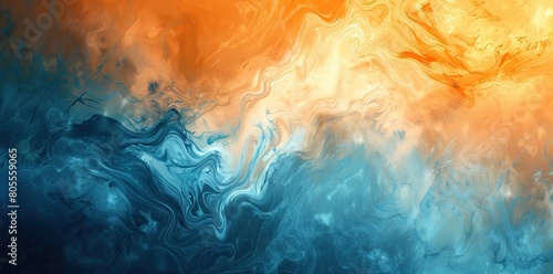 Stylish corrugated motion high-grade blue yellow orange mixed fluid gradient abstract background. AI generated illustration photo