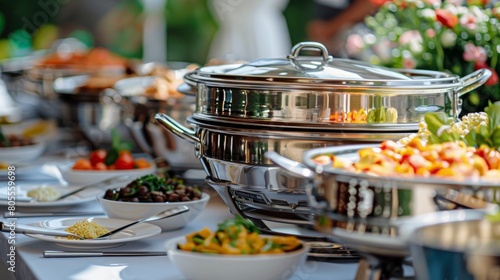 Catering Equipment and Buffet Setup.  photo