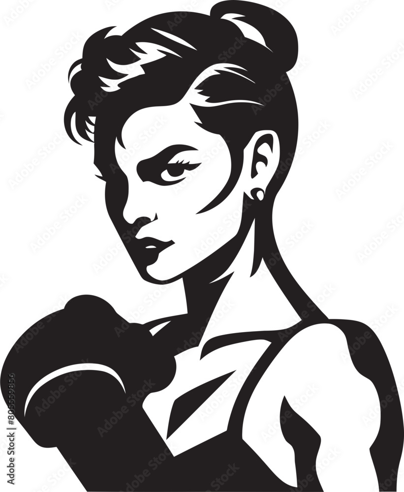 Femme Fighter Female Boxer Vector Illustration Punch Perfect Vector Art of a Female Boxer