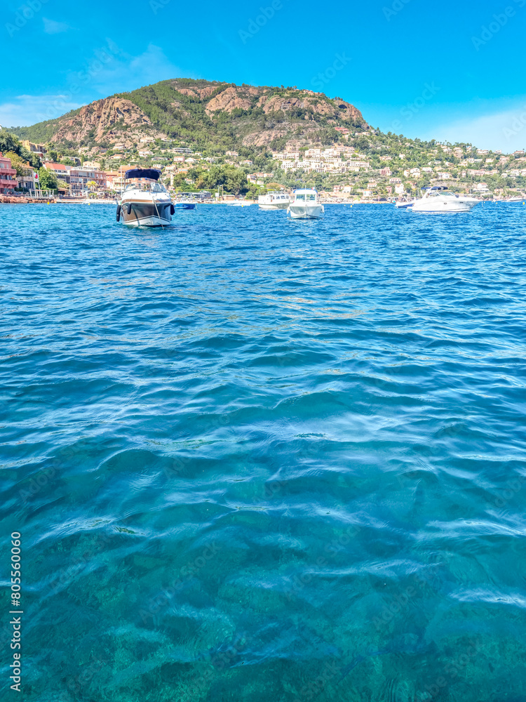 Fototapeta premium View of Mandelieu la Napoule from the sea, South of France