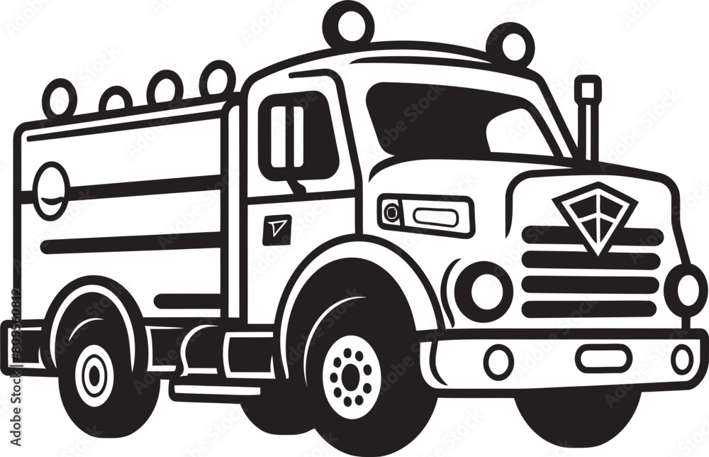 Red Alert Fire Truck Illustration Sirens and Lights Vector Graphics