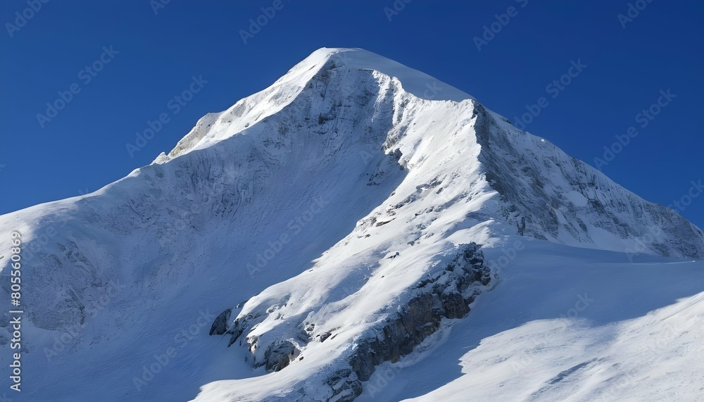 Crisp Snowy Mountain Peak Against A Clear Blue Sk