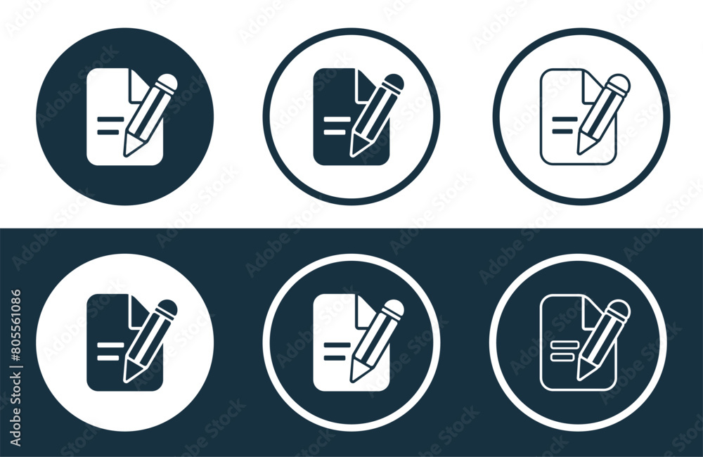 Set of Edit File icons isolated flat and outline style vector illustration Set of Edit File icons isolated flat and outline style vector illustration