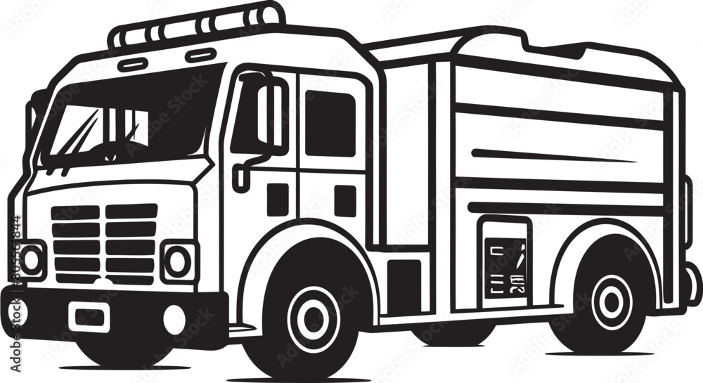 Fire Truck Rear View Vector Design Fire Extinguishing Vector Illustration