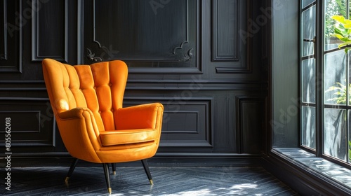 Orange Chair in Front of Window