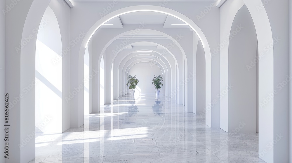 Bright and Spacious Empty Modern Office Corridor 