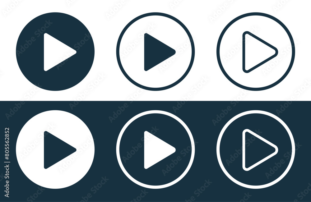 Set of Play icons isolated flat and outline style vector illustration Set of Play icons isolated flat and outline style vector illustration