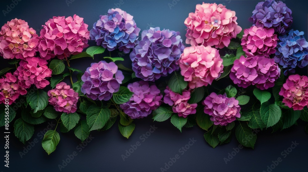 Fototapeta premium Close Up of Pink and Blue Flowers