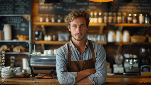 Man Standing in Front of a Bar