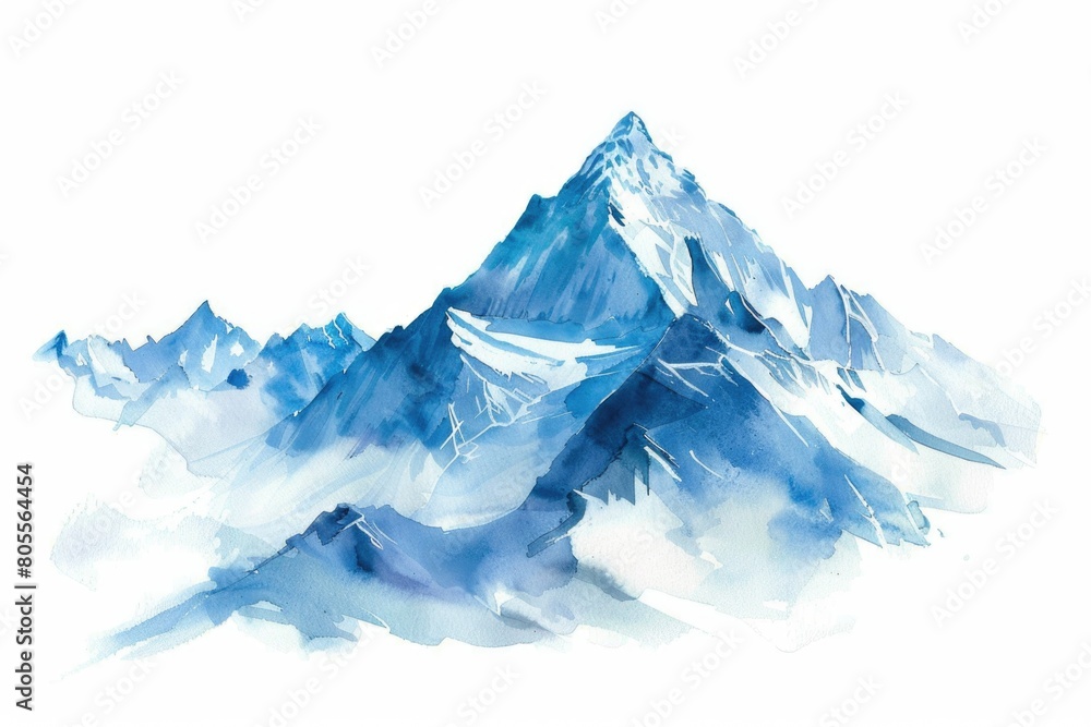 Obraz premium Beautiful watercolor painting of a snow covered mountain, perfect for winter themes