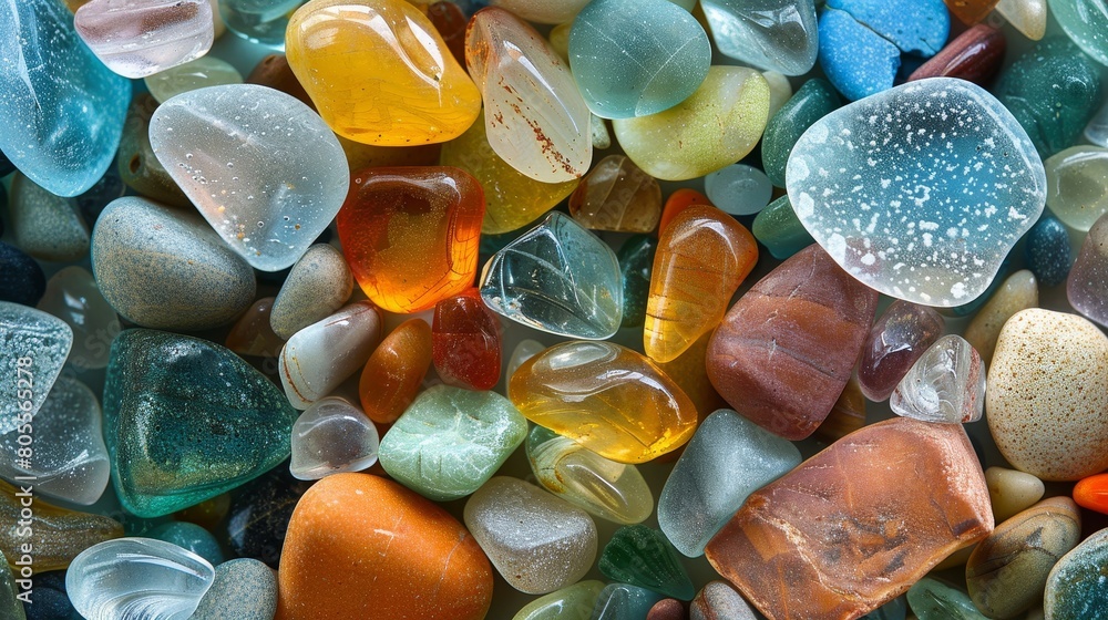 Beautiful beach glass (sea glass) and pebble background Beautiful beach glass (sea glass) and pebble background