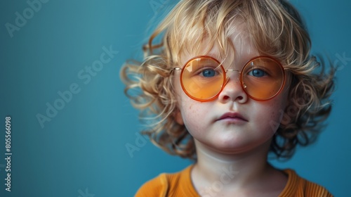 Little Boy Wearing Orange Glasses