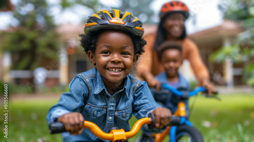 Group of People Riding Bikes Through Forest