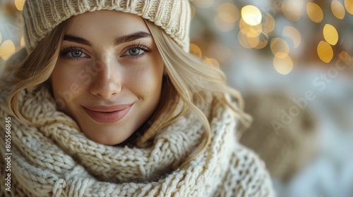 Woman Wearing White Hat and Scarf