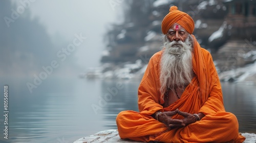 Man With Long White Beard Sitting on Ground