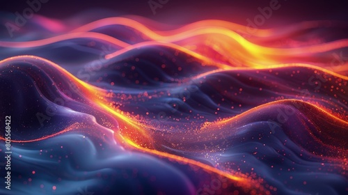 Vibrant Wave of Light on Black Background