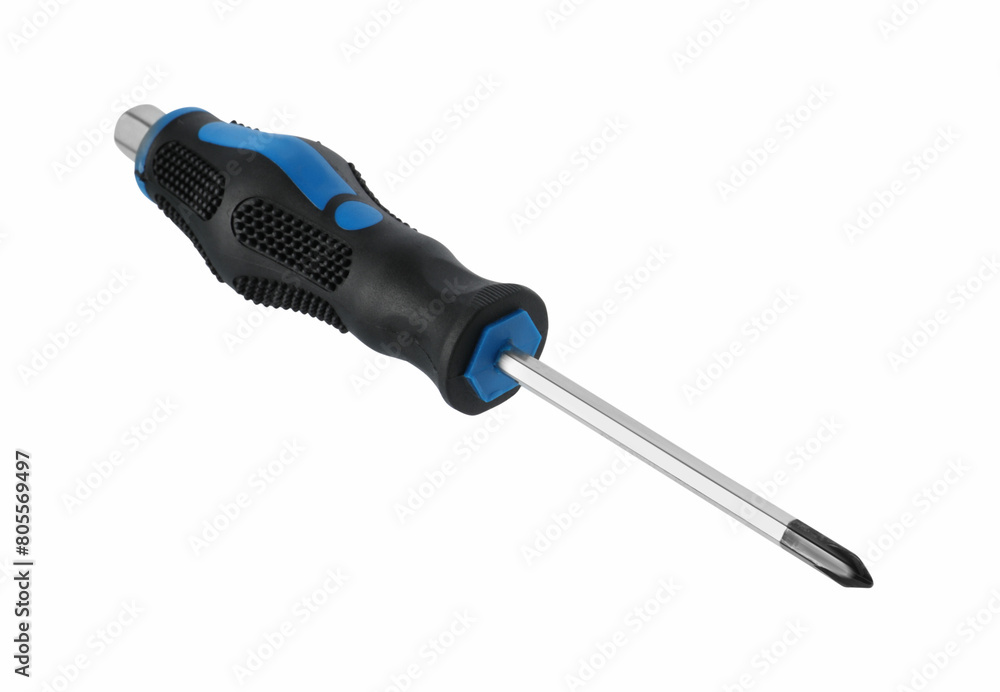 One screwdriver with color handle isolated on white One screwdriver with color handle isolated on white