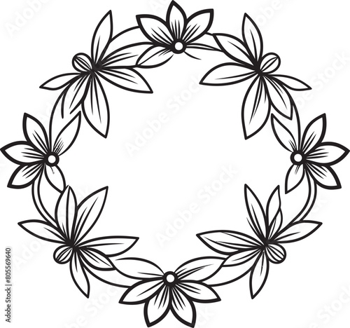 Simple Floral Frame Vector Illustration for Minimalist Celebrations