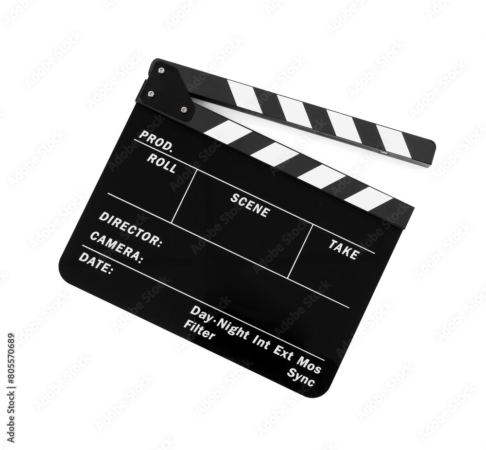 Obraz premium One movie clapper isolated on white. Film industry