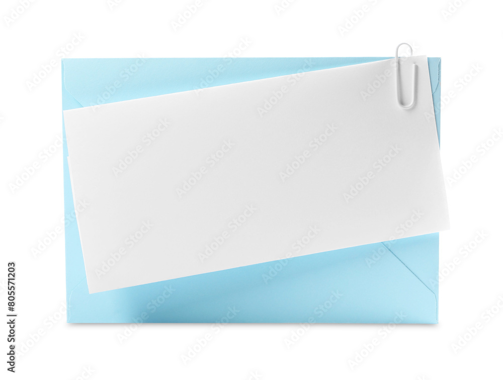 Blank card and letter envelope on white background Blank card and letter envelope on white background