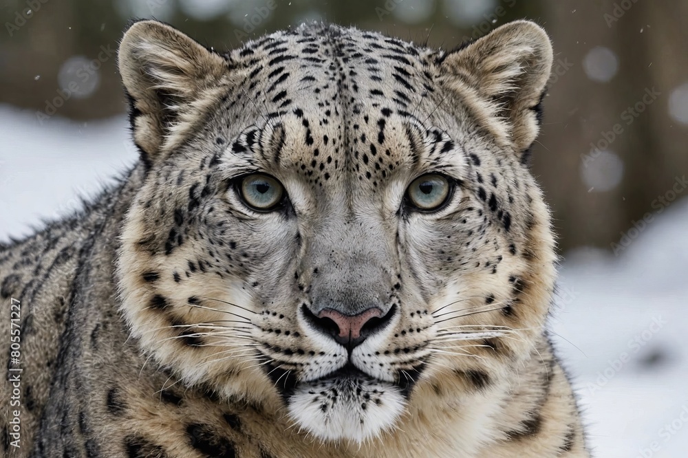 top close and full framed view of Snow Leopard head , detailed and sharp textures, large depth of field top close and full framed view of Snow Leopard head , detailed and sharp textures, large depth of field
