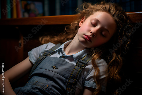 Fatigue after long school day.  Tired child after a long day of school © julimur