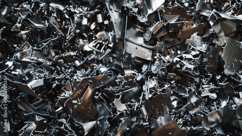 A pile of broken metal with a black background. Suitable for industrial concepts A pile of broken metal with a black background. Suitable for industrial concepts