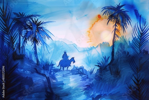 A man riding a horse through a dense jungle. Suitable for adventure or travel concepts