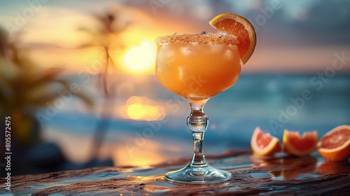 Citrus Drink With Orange Slice on Table