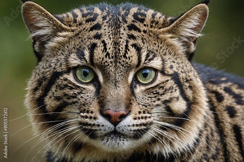 top close and full framed view of Fishing Cat head , detailed and sharp textures, large depth of field