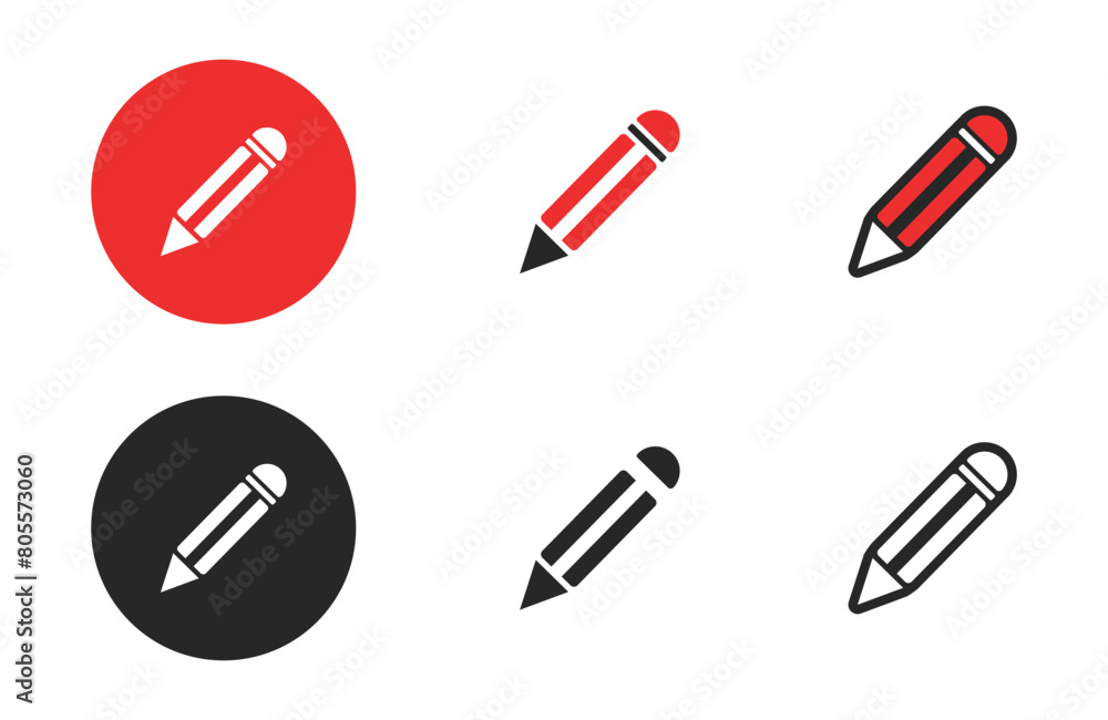 Pencil icons collection in different style flat vector illustration set Pencil icons collection in different style flat vector illustration set