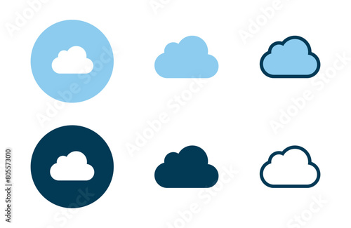 Cloud icons collection in different style flat vector illustration set