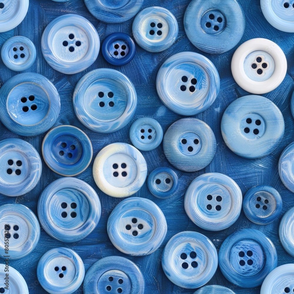 Collection of blue and white buttons, versatile for various projects