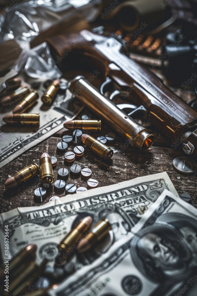 Fototapeta premium A bunch of money sitting on top of a table. Perfect for financial concepts