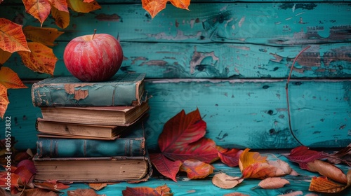 Stack of Books With Apple