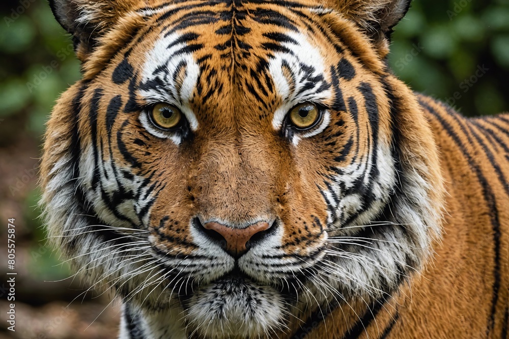 Obraz premium top close and full framed view of Tiger head , detailed and sharp textures, large depth of field