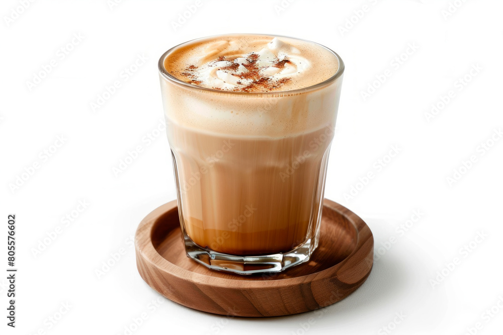 Latte coffee in a glass on a white background Latte coffee in a glass on a white background