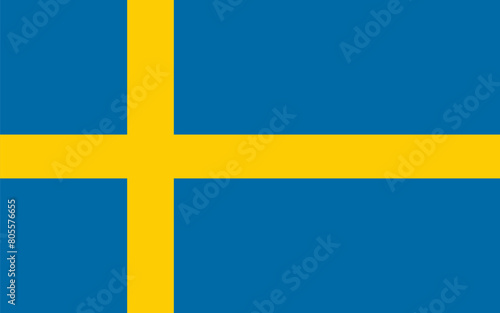 Flag of Sweden background decoration with flowers Campanula rotundifolia or harebell background border frame for Sweden National festival vector illustration. 