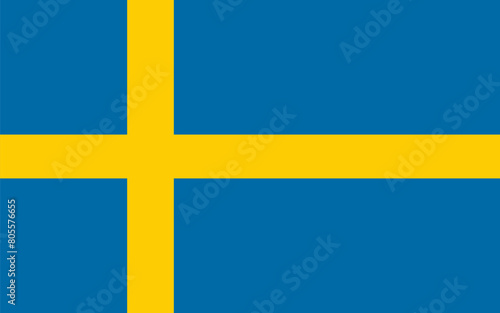 Flag of Sweden background decoration with flowers Campanula rotundifolia or harebell background border frame for Sweden National festival vector illustration.  
