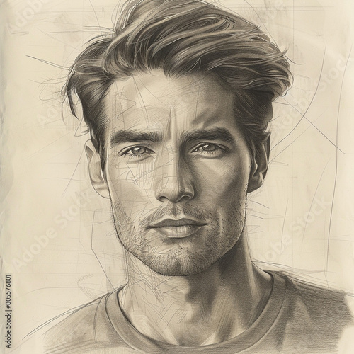 Portrait of a handsome man in the style of sketching